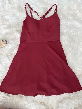aerie Burgundy Double-Strap Fit & Flare Mini Dress